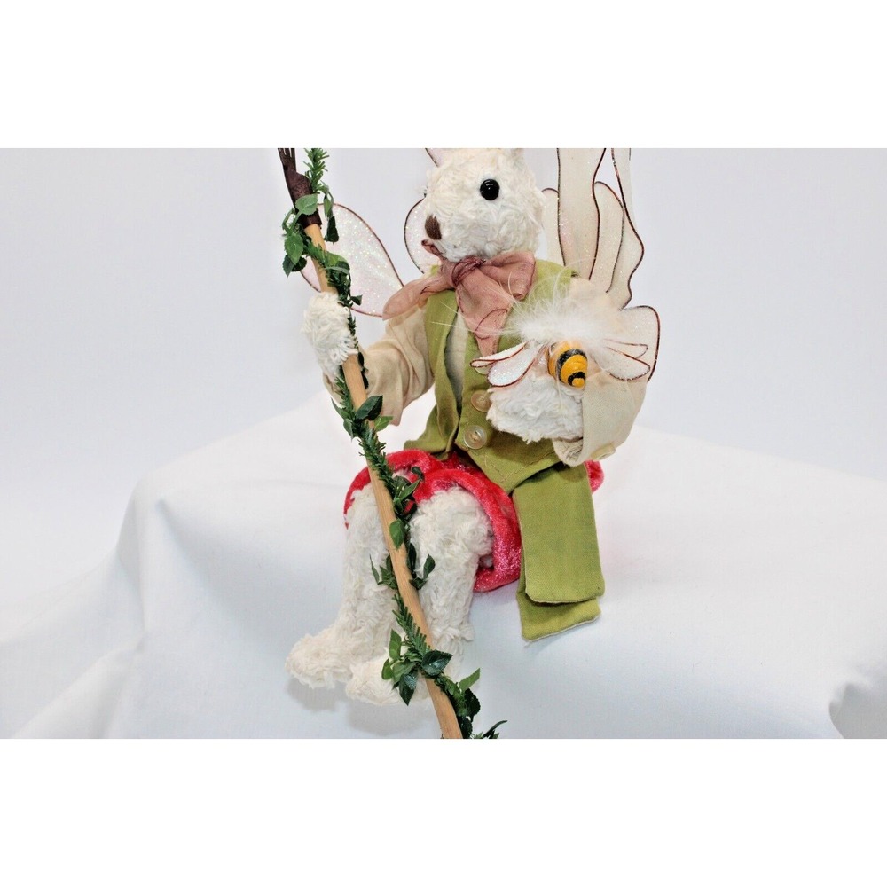 VTG Mark Roberts Victorian Bunny Rabbit Poseable Garden Rake & Wings, Bee - 11" - Picture 12 of 12